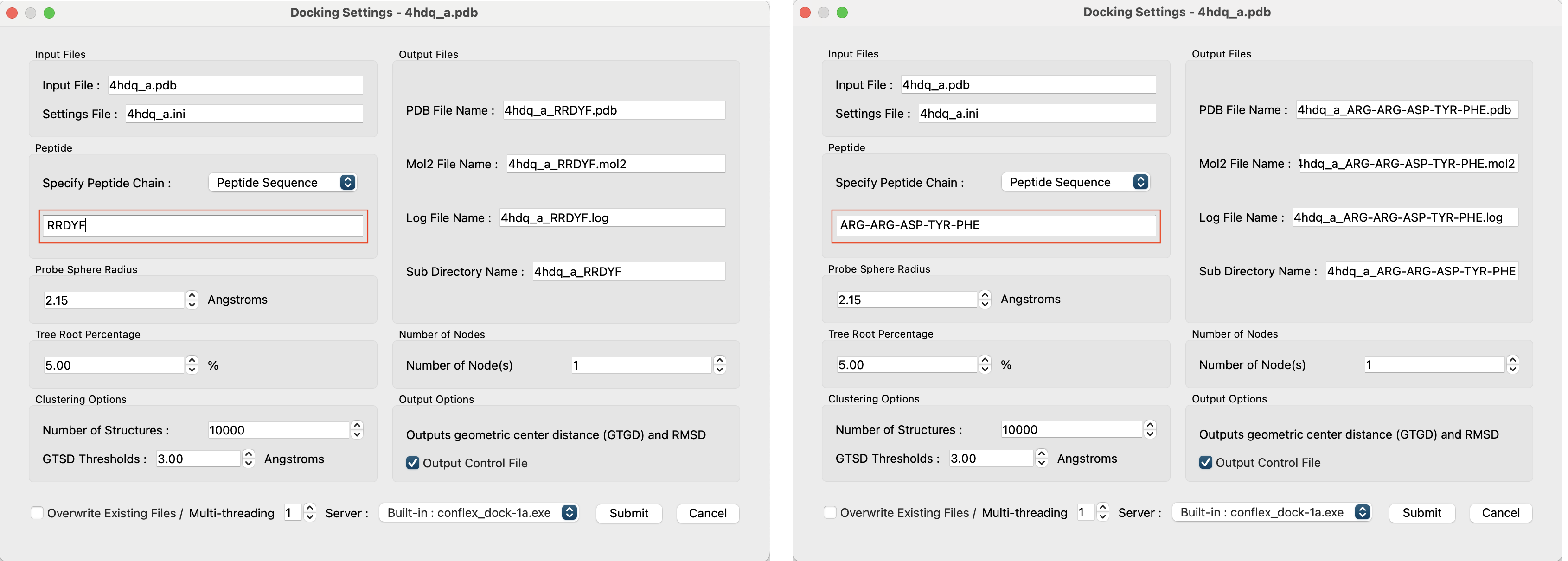 Peptide Settings