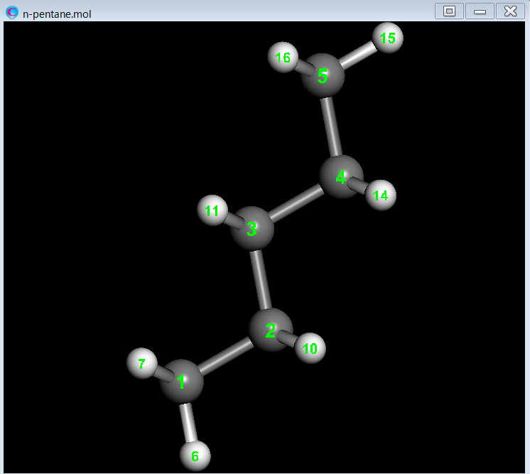 n-pentane with numbers